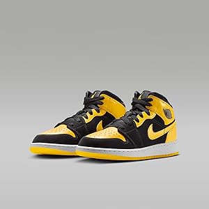 Amazon.com | Nike Jordan 1 Mid Big Kid Shoes, Black/Varsity